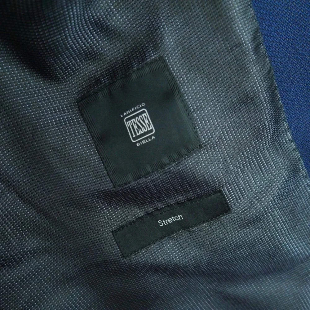 Hugo Boss Mens Blue Wool Stretch Hutson Blazer Jacket Lanificio Tesse Biella 42S